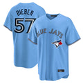 Kdoa T.Blue Jays #57 Shane Bieber Player Blue Home Stitched Jerseys