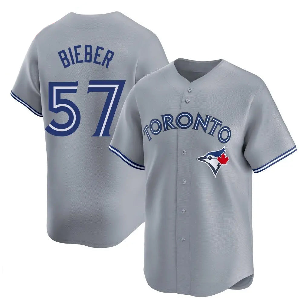Kdoa T.Blue Jays #57 Shane Bieber Player Gray Home Stitched Jerseys