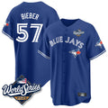 Kdoa T.Blue Jays #57 Shane Bieber Player Royal 2025 World Series All Stitched Jerseys