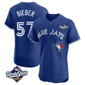 Kdoa T.Blue Jays #57 Shane Bieber Player Royal 2025 World Series Elite All Stitched Jerseys