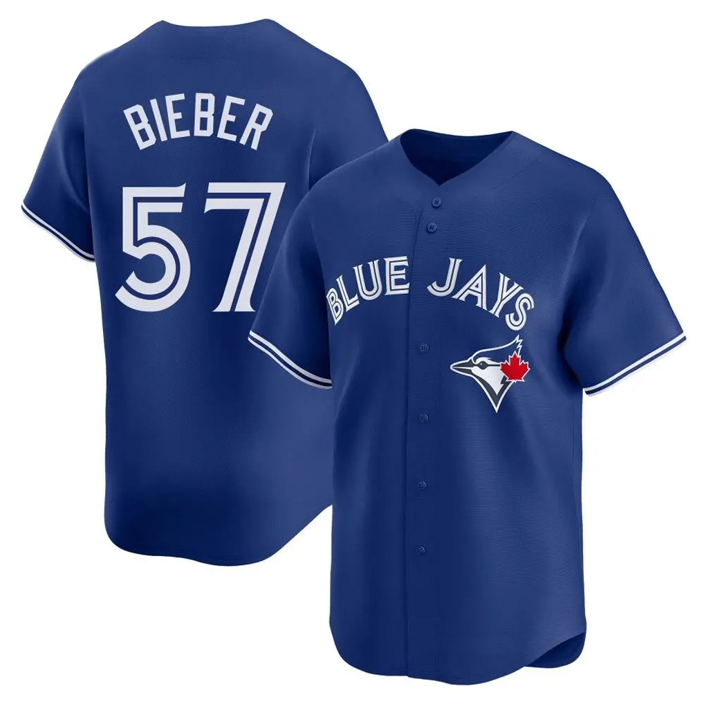 Kdoa T.Blue Jays #57 Shane Bieber Player Royal Home Stitched Jerseys