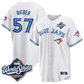 Kdoa T.Blue Jays #57 Shane Bieber Player White 2025 World Series All Stitched Jerseys
