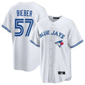 Kdoa T.Blue Jays #57 Shane Bieber Player White Game Stitched Jerseys