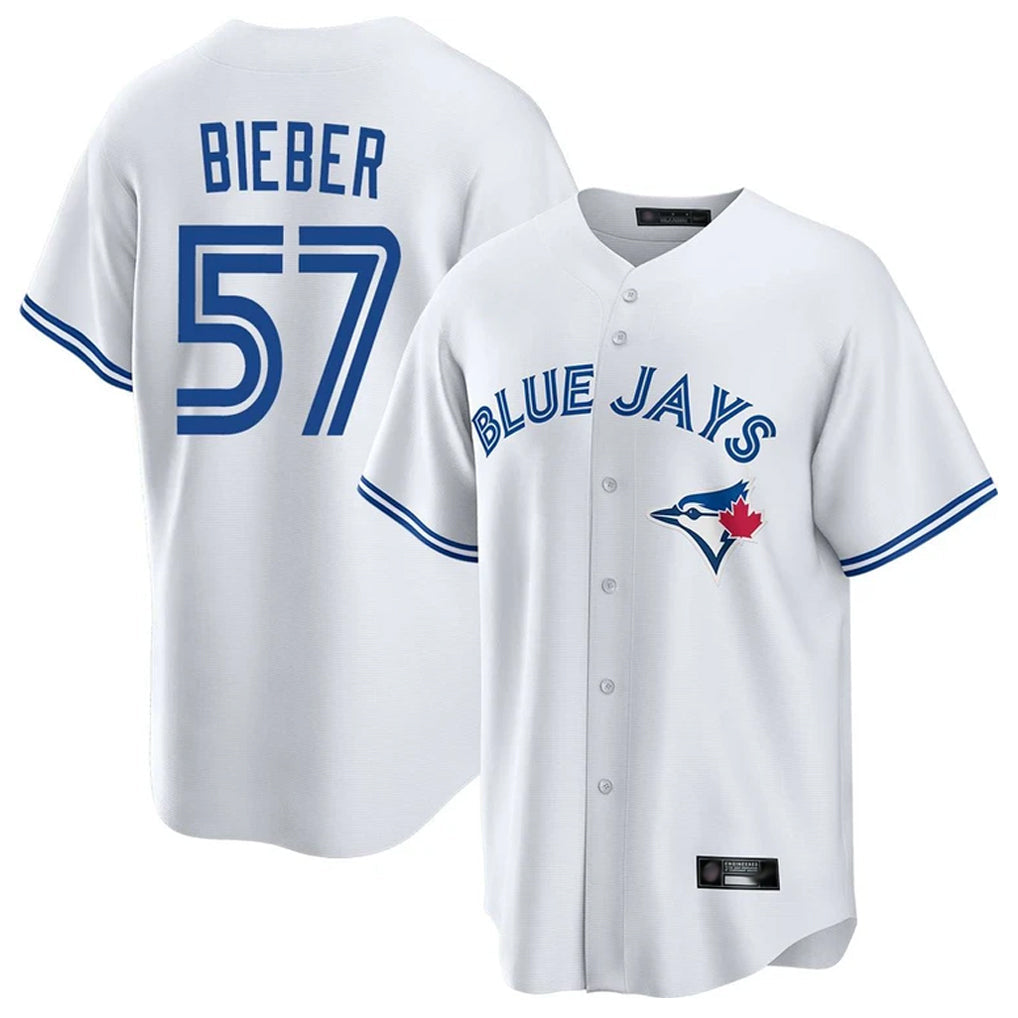 Kdoa T.Blue Jays #57 Shane Bieber Player White Game Stitched Jerseys