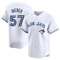 Kdoa T.Blue Jays #57 Shane Bieber Player White Limited Home Stitched Jerseys