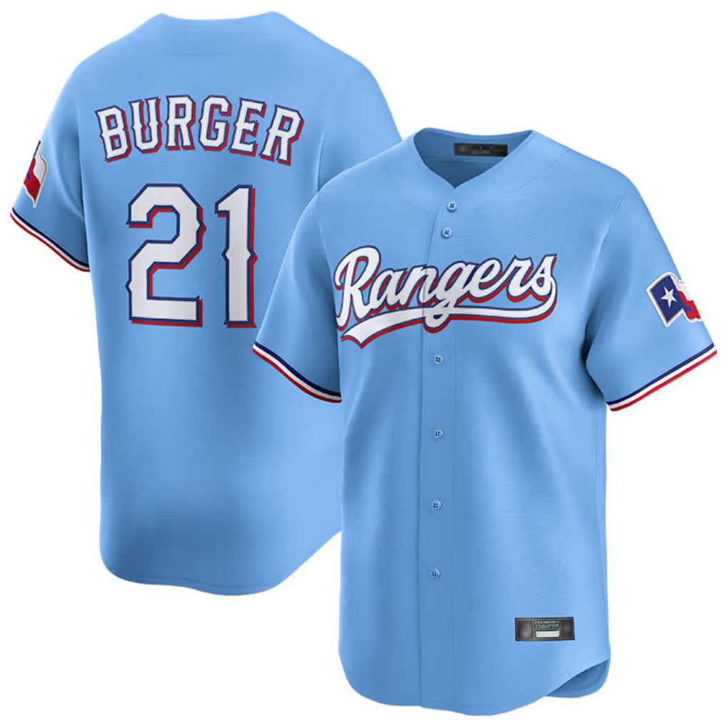 Kdoa T.Rangers #21 Jake Burger Player Light Blue Home Limited Stitched Jerseys