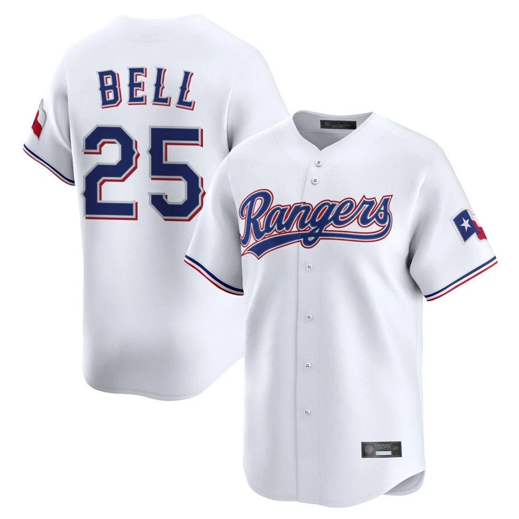 Kdoa T.Rangers #25 Buddy Bell Player White Home Limited Stitched Jerseys