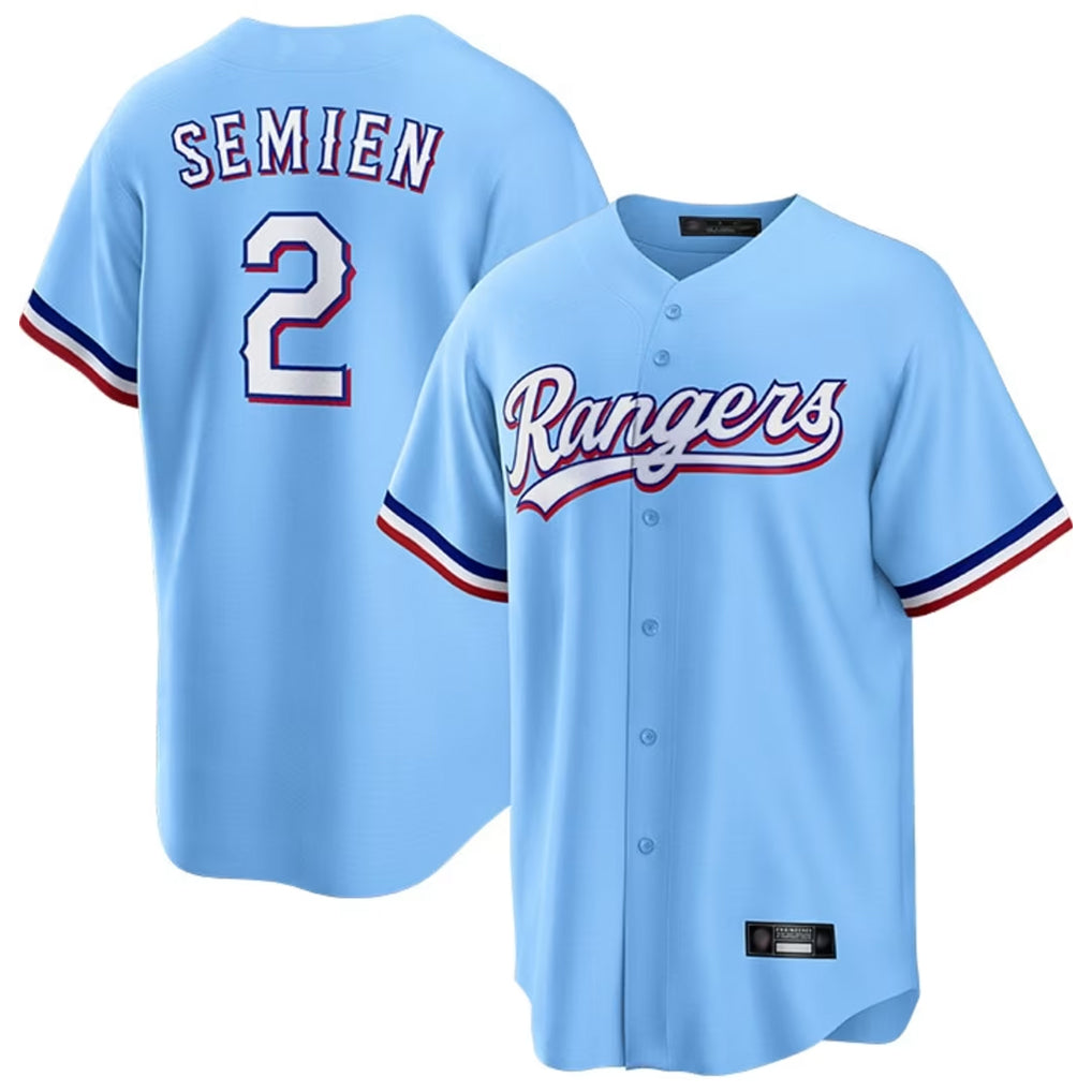 Kdoa T.Rangers #2 Marcus Semien Player Light Blue Replica Game Stitched Jerseys