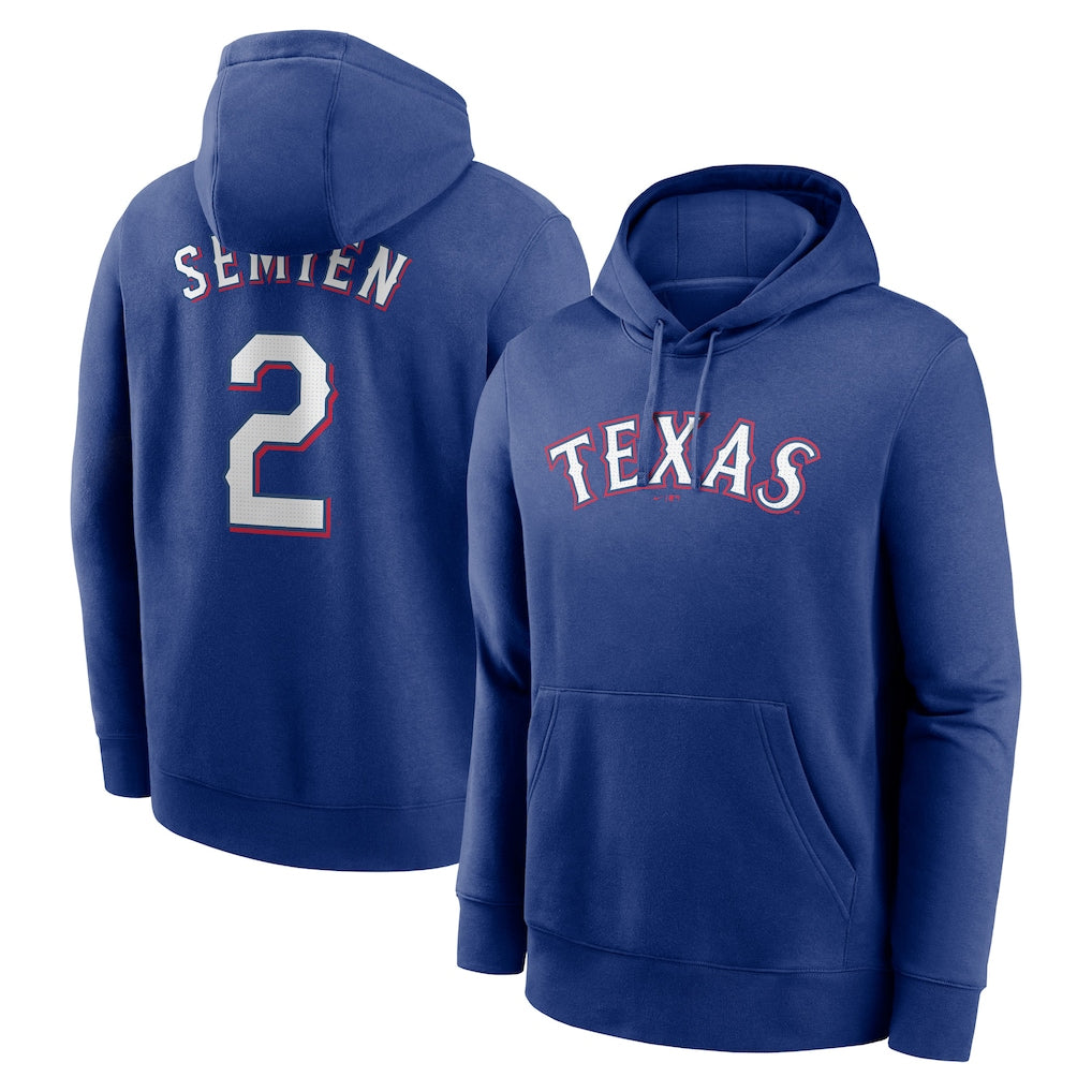 Kdoa T.Rangers #2 Marcus Semien Player Royal Pullover Hoodie Stitched Jerseys