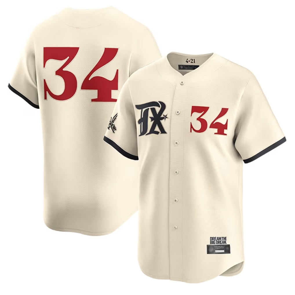 Kdoa T.Rangers #34 Nolan Ryan Player Cream City Connect Limited Cream Stitched Jerseys