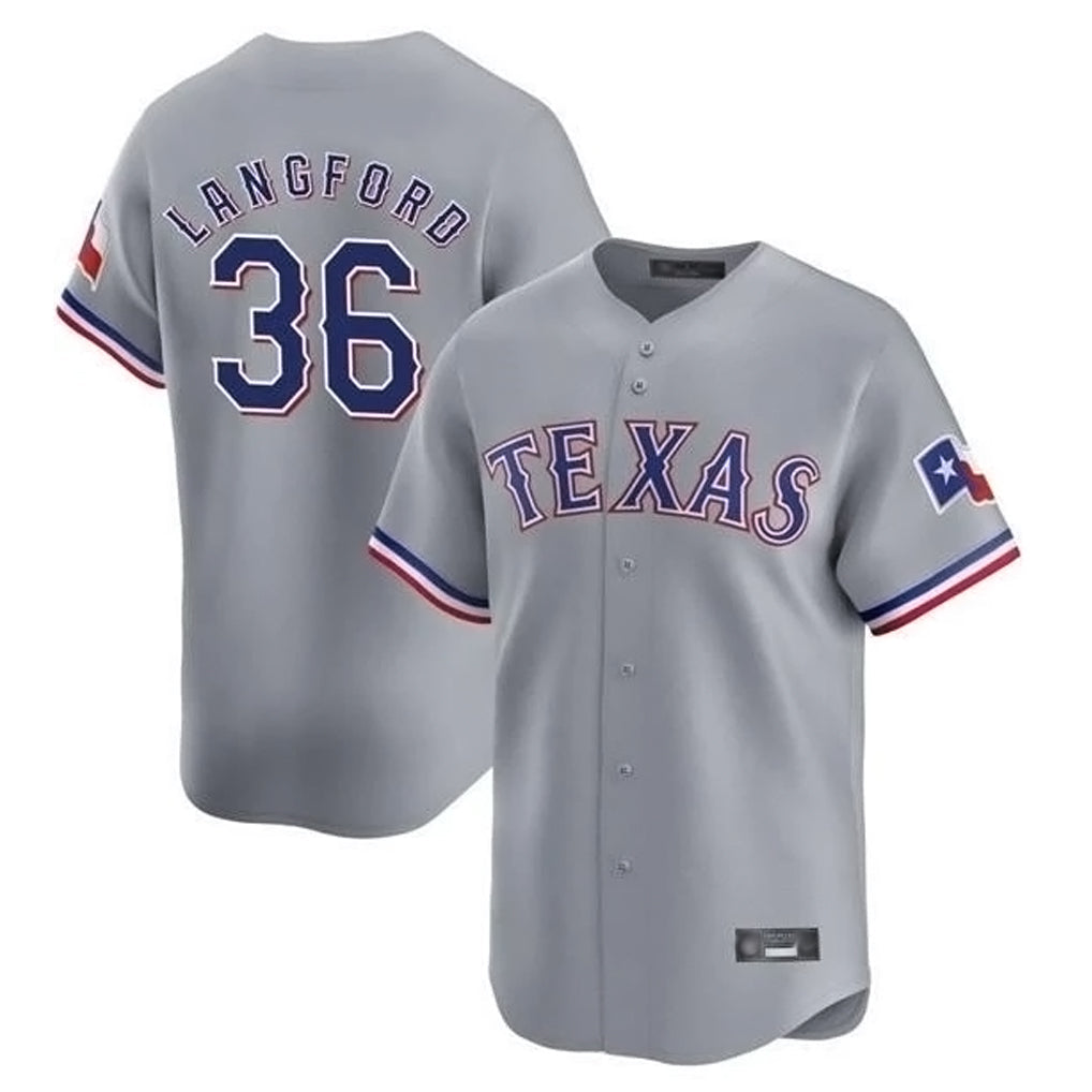 Kdoa T.Rangers #36 Wyatt Langford Player Gray Home Limited Stitched Jerseys