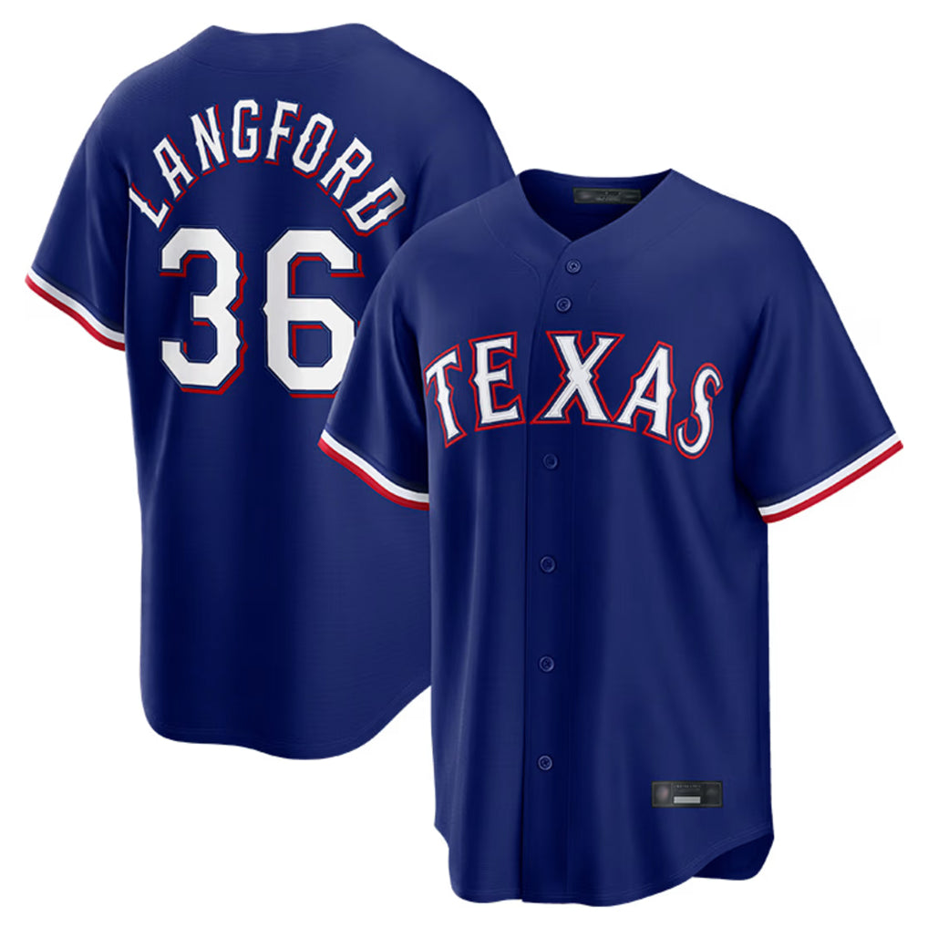 Kdoa T.Rangers #36 Wyatt Langford Player Royal Home Game Stitched Jerseys