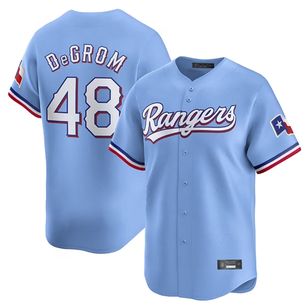Kdoa T.Rangers #48 Jacob deGrom Player Light Blue Home Limited Stitched Jerseys
