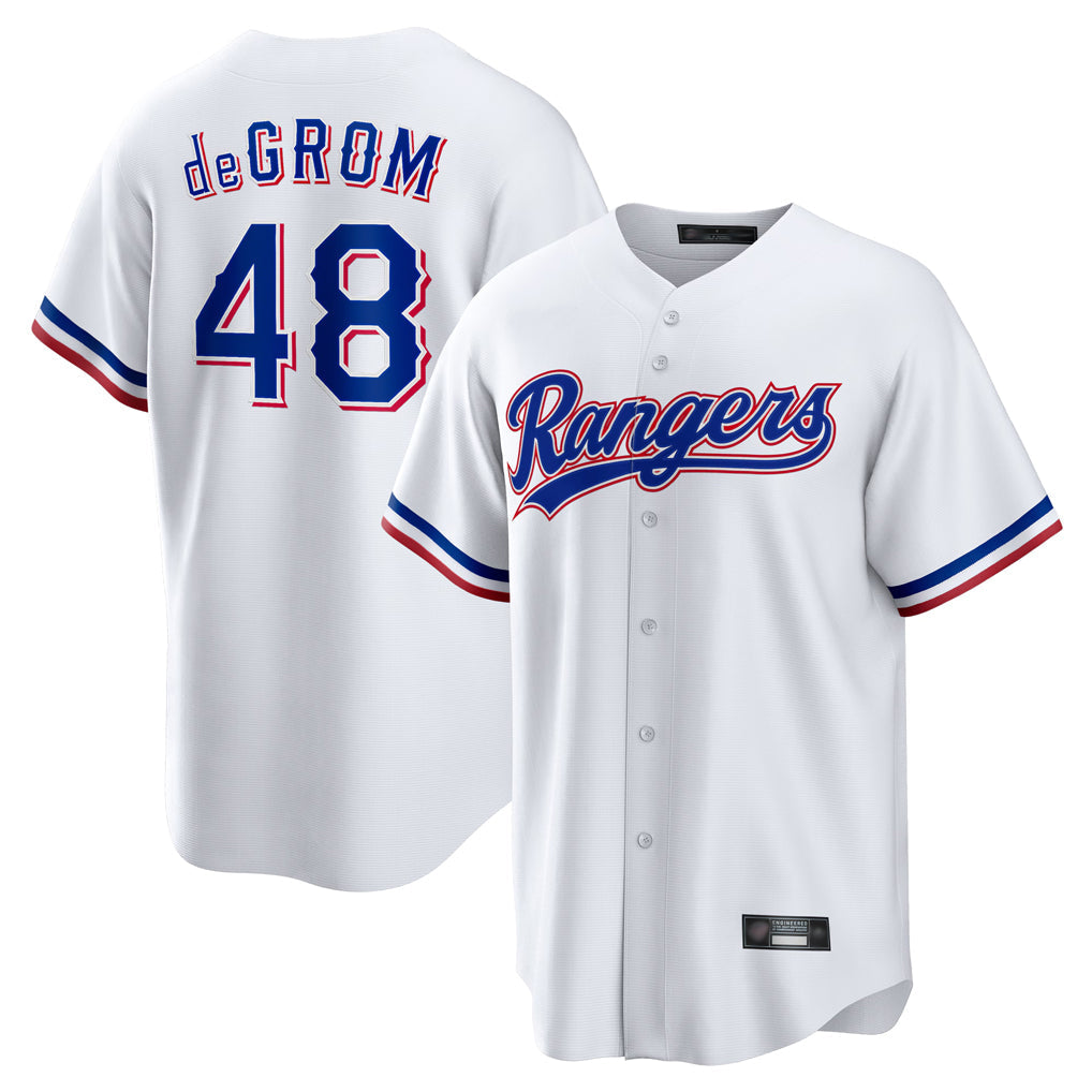 Kdoa T.Rangers #48 Jacob deGrom Player White Home Limited Game Stitched Jerseys
