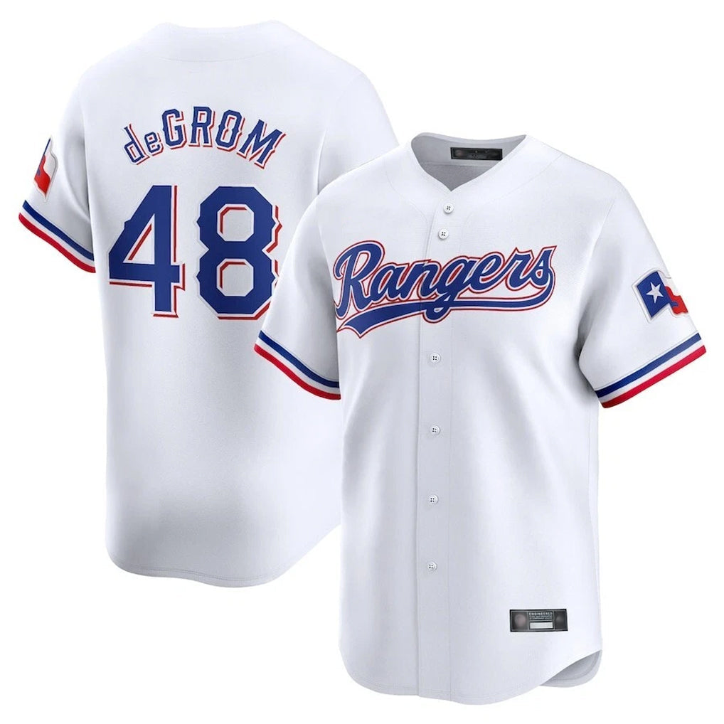 Kdoa T.Rangers #48 Jacob deGrom Player White Home Limited Stitched Jerseys