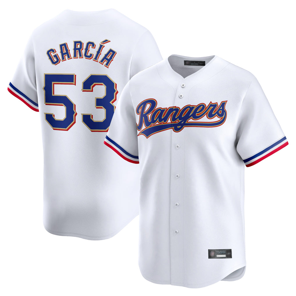 Kdoa T.Rangers #53 Adolis Garcia Player Gold Home Limited White Stitched Jerseys