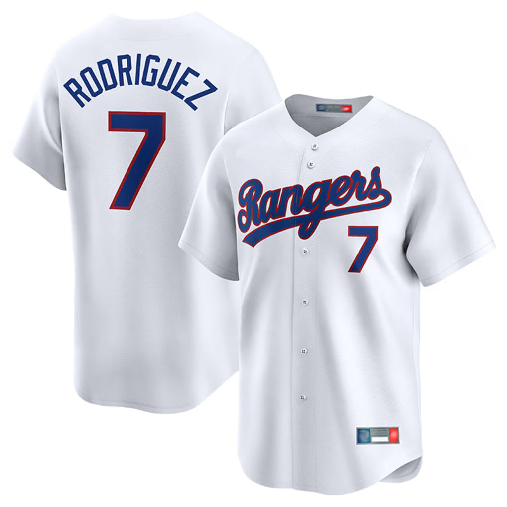 Kdoa T.Rangers #7 Ivan Rodriguez Player White Home Limited Stitched Jerseys