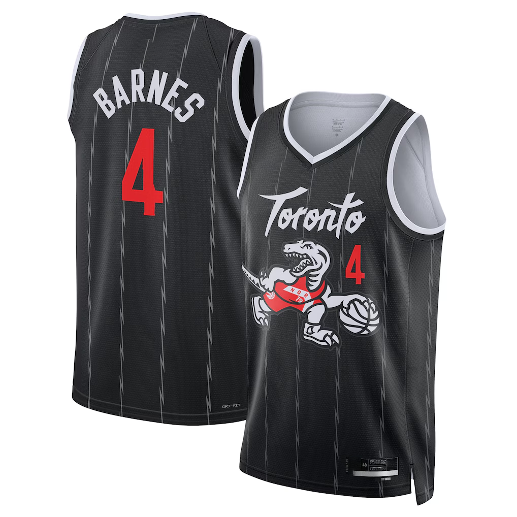 Kdoa T.Raptors #4 Scottie Barnes Black 2025-26 Swingman Jerseys - City Edition