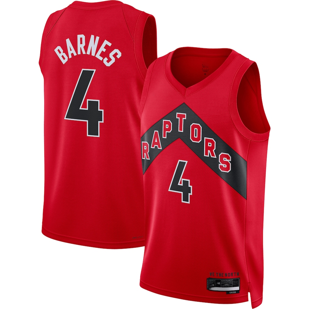Kdoa T.Raptors #4 Scottie Barnes Red Swingman Jerseys - Icon Edition