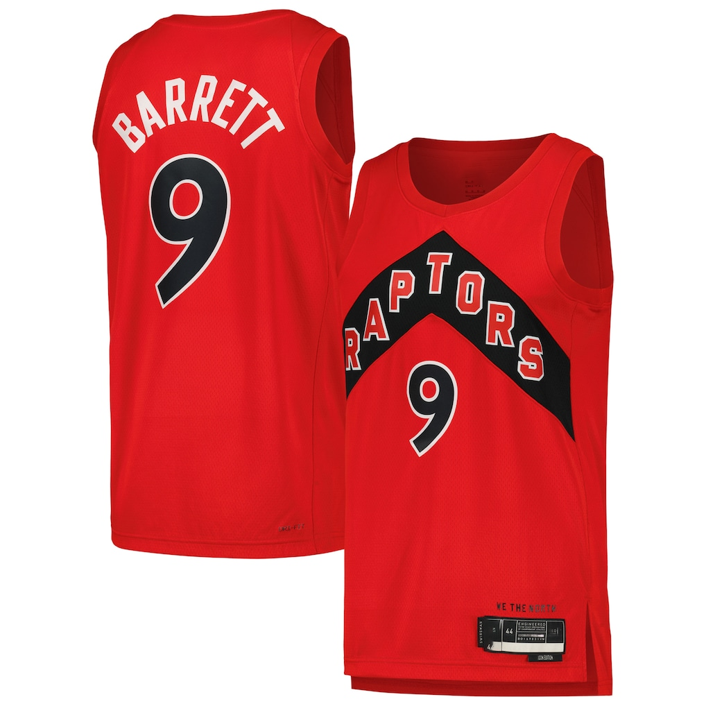 Kdoa T.Raptors #9 RJ Barrett Red Swingman Player Jerseys - Icon Edition