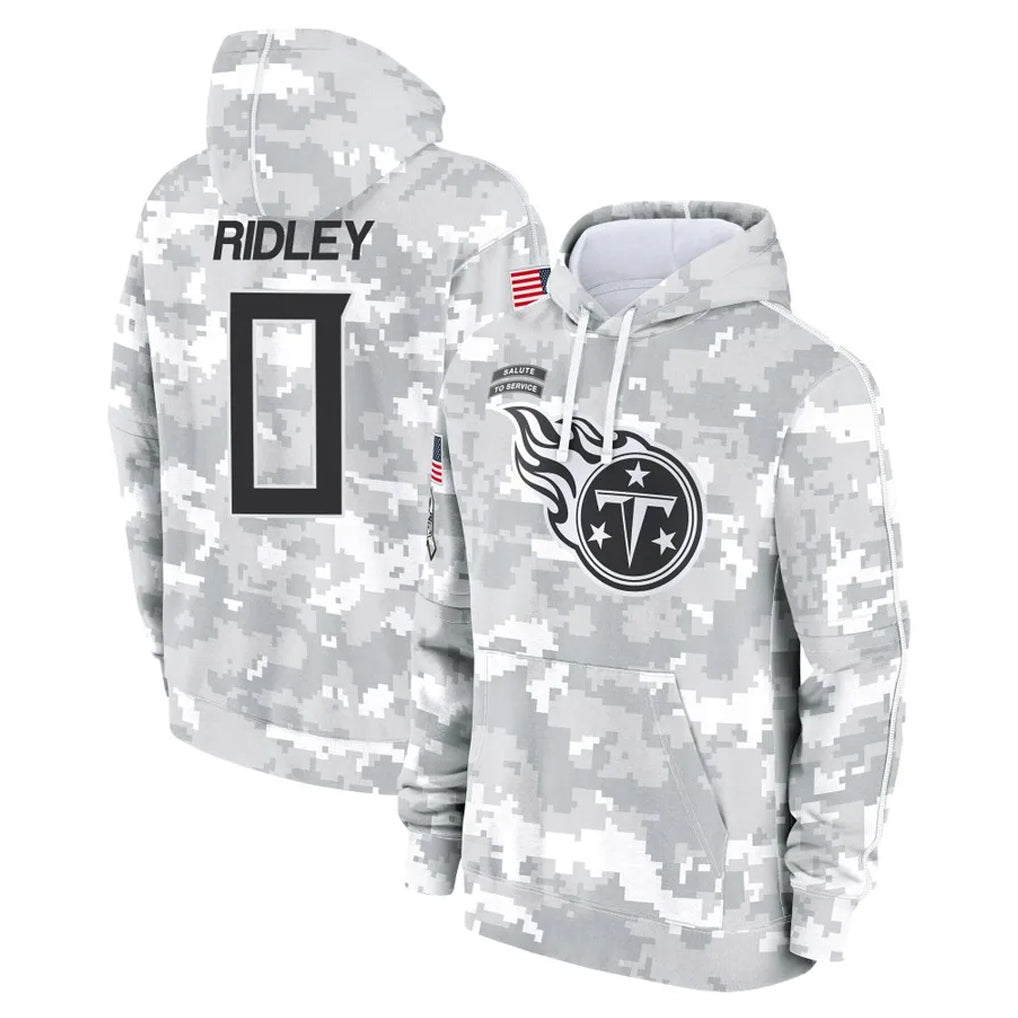 Kdoa T.Titans #0 Calvin Ridley Player Camo Arctic Salute to Service Pullover Hoodies Home Game Stitched Jerseys