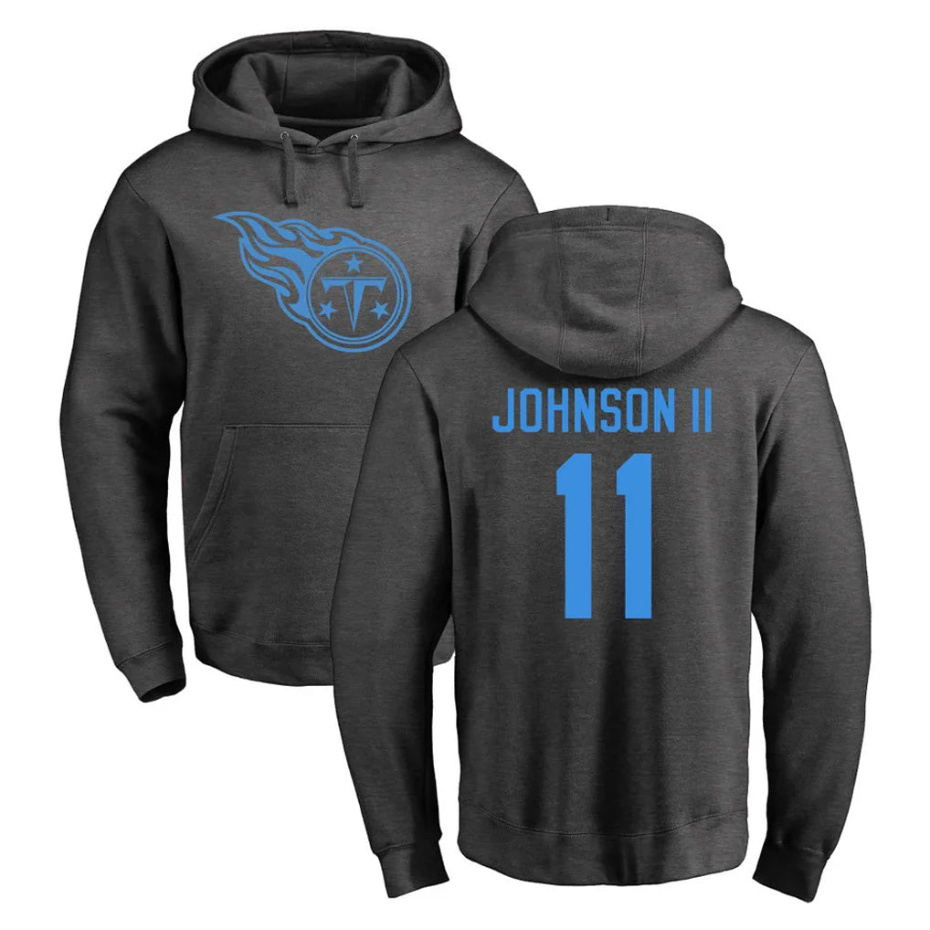 Kdoa T.Titans #11 Jermaine Johnson II Player Ash One Color Pullover Hoodies Home Game Stitched Jerseys