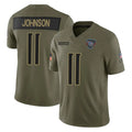 Kdoa T.Titans #11 Jermaine Johnson II Player Olive Limited 2025 Salute to Service Home Game Stitched Jerseys