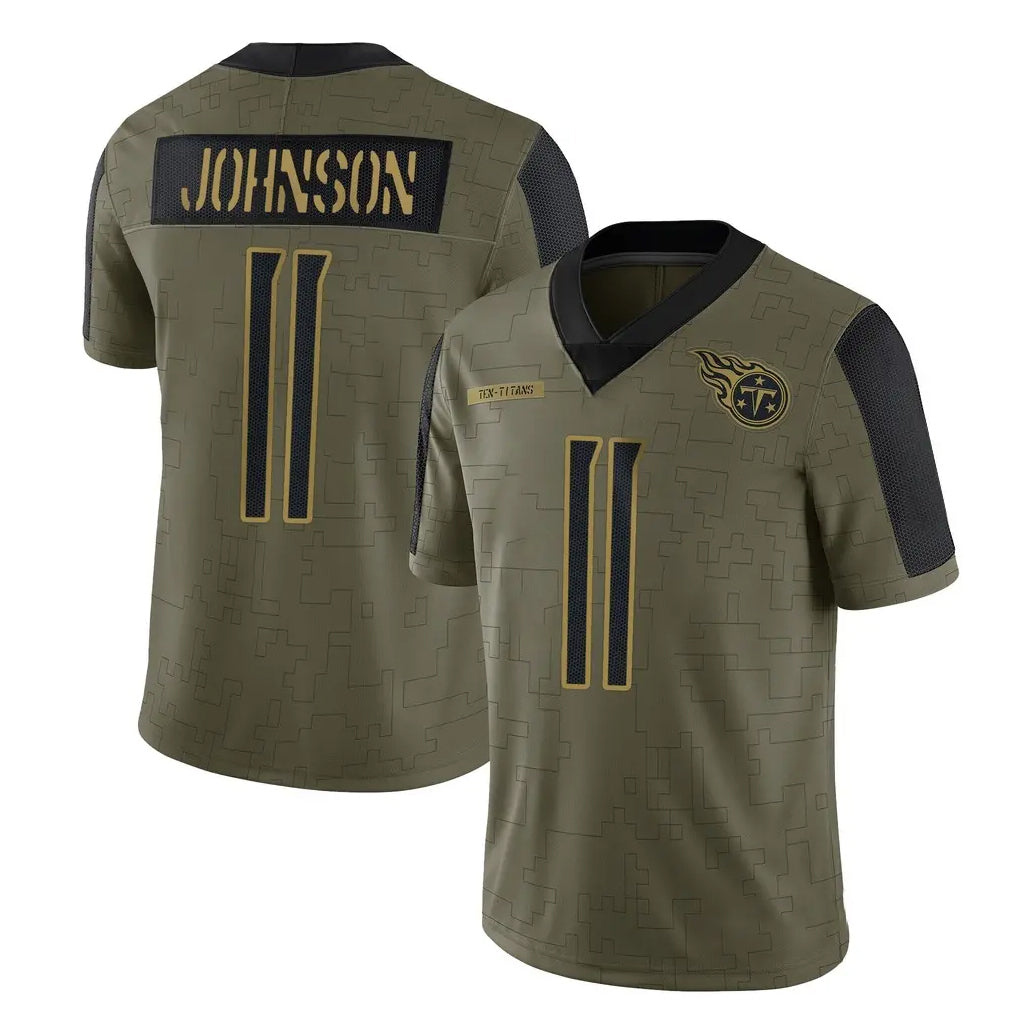 Kdoa T.Titans #11 Jermaine Johnson II Player Olive Salute to Service Limited Home Game Stitched Jerseys