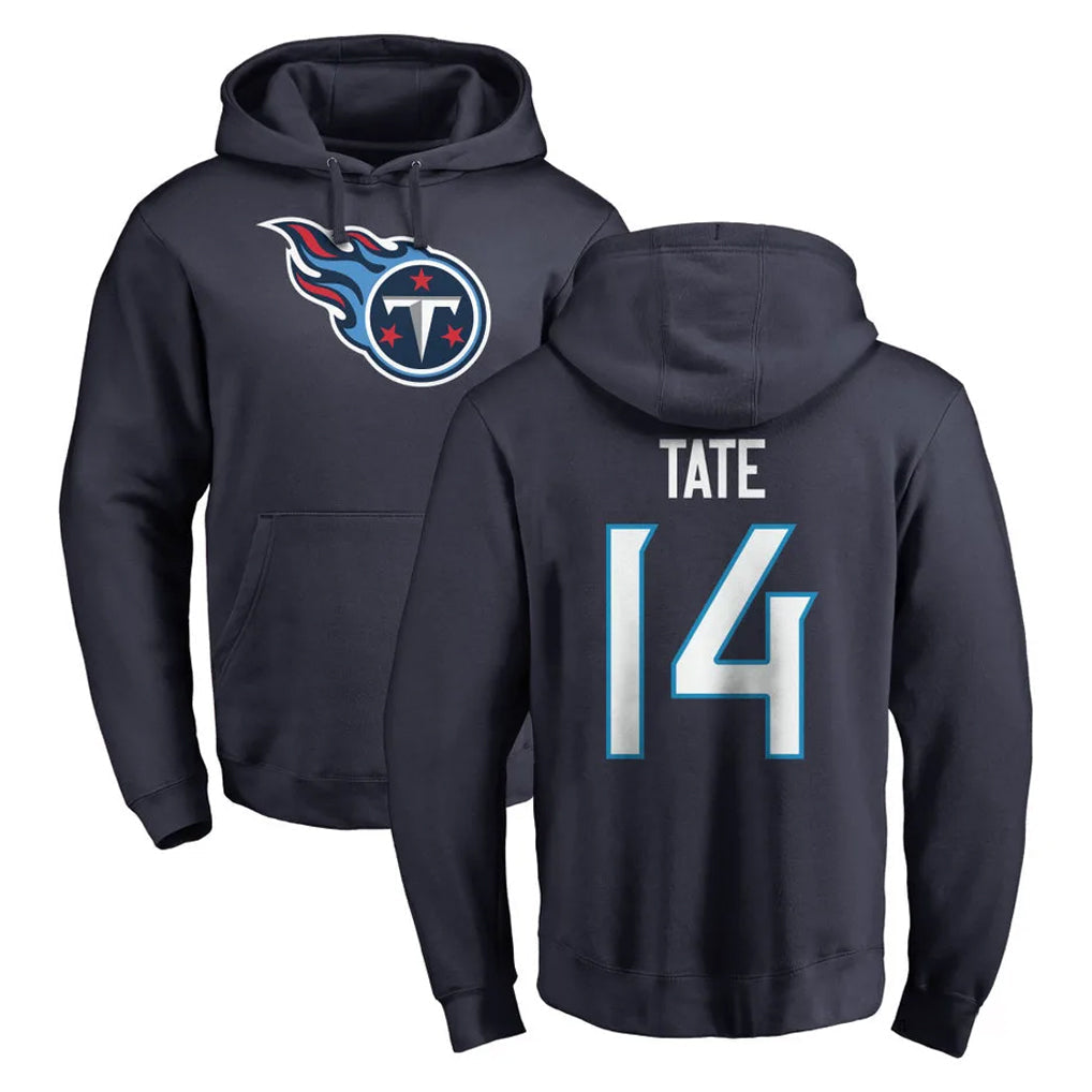 Kdoa T.Titans #14 Carnell Tate Player Navy Logo Pullover Hoodies Home Game Stitched Jerseys