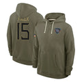 Kdoa T.Titans #15 Keldric Faulk Player Olive Salute to Service Hoodies Home Game Stitched Jerseys