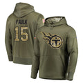 Kdoa T.Titans #15 Keldric Faulk Player Olive Salute to Service Pullover Hoodies Home Game Stitched Jerseys