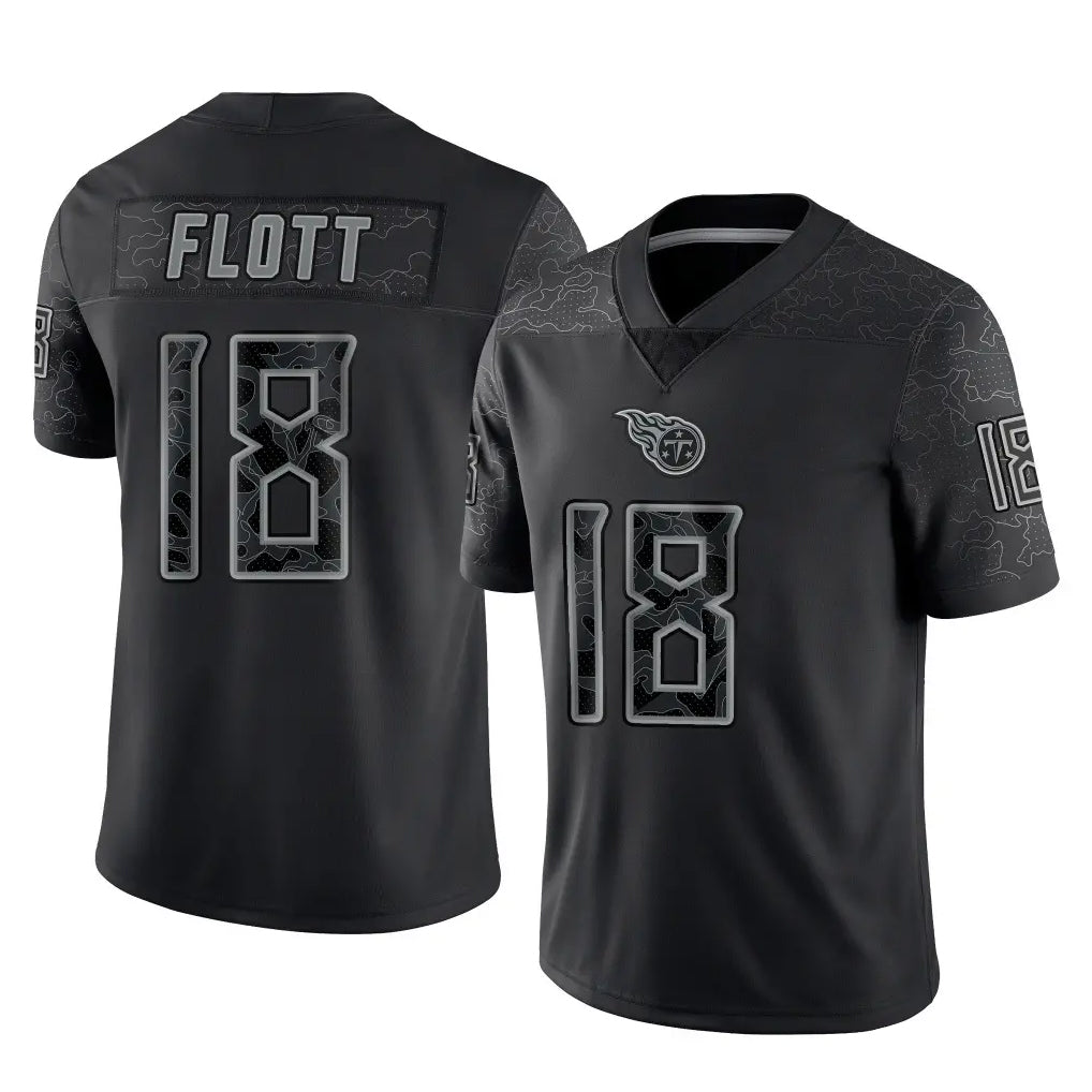 Kdoa T.Titans #18 Cor'Dale Flott Player Black Limited Reflective Home Game Stitched Jerseys