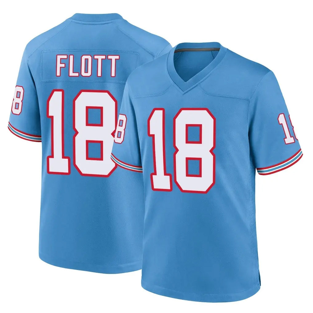 Kdoa T.Titans #18 Cor'Dale Flott Player Light Blue Oilers Throwback Home Game Stitched Jerseys