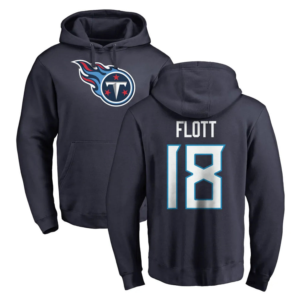 Kdoa T.Titans #18 Cor'Dale Flott Player Navy Logo Pullover Hoodies Home Game Stitched Jerseys