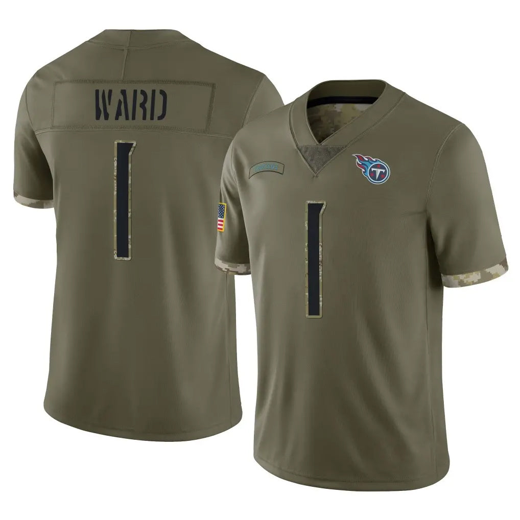 Kdoa T.Titans #1 Cameron Ward Player Olive Limited Salute to Service Home Game Stitched Jerseys