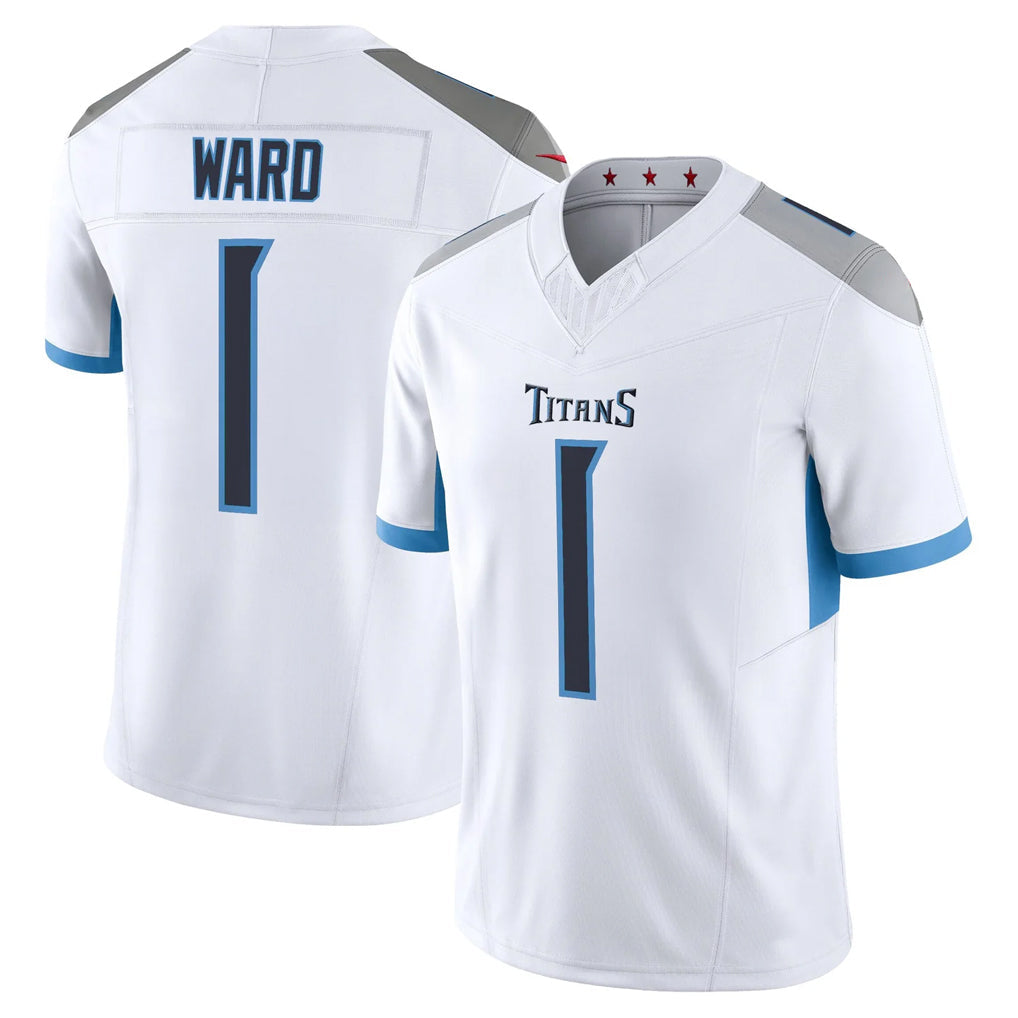 Kdoa T.Titans #1 Cameron Ward Player White 2025 Vapor Limited Home Game Stitched Jerseys