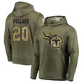 Kdoa T.Titans #20 Tony Pollard Player Camo Salute To Service Hoodies Olive Stitched Jerseys