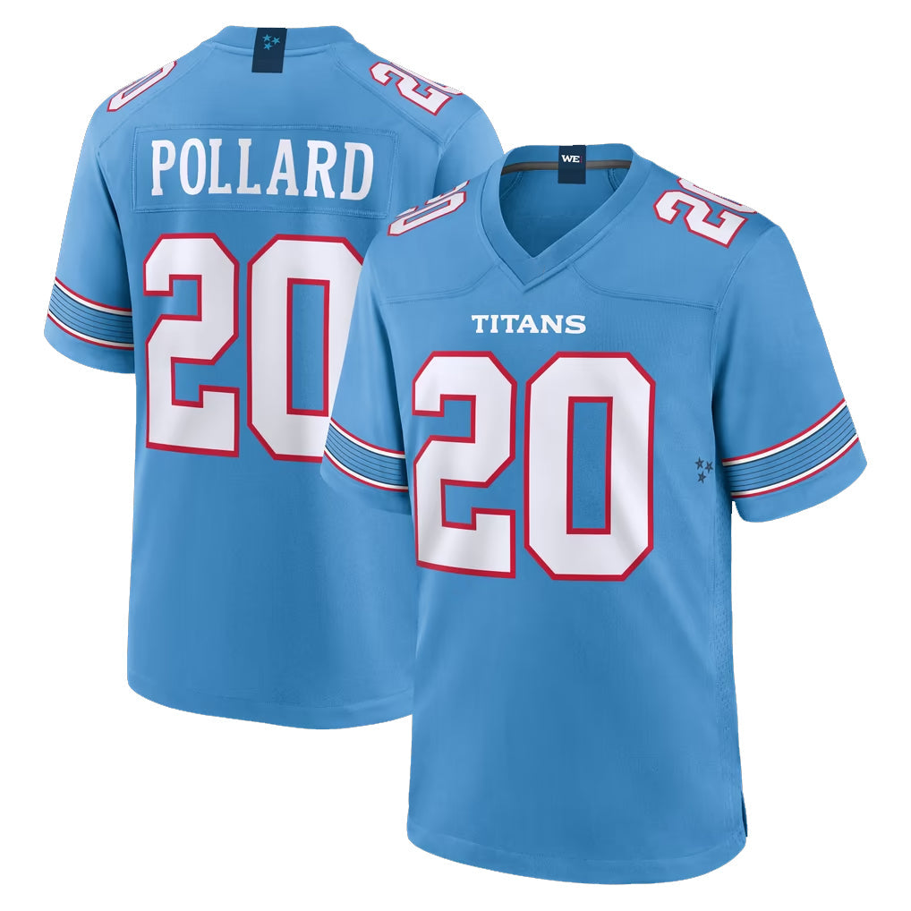 Kdoa T.Titans #20 Tony Pollard Player Light Blue 2026 Game Home Stitched Jerseys