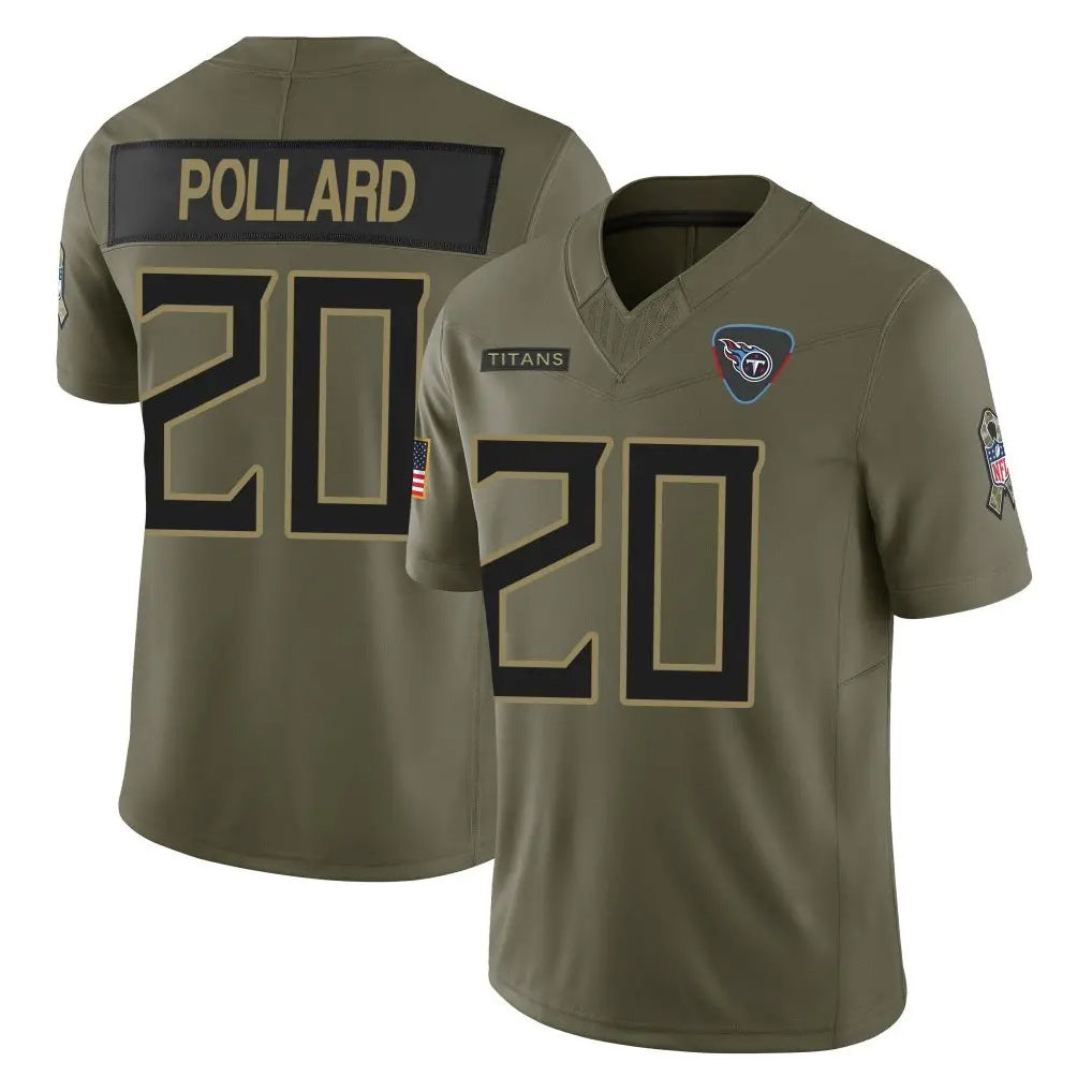 Kdoa T.Titans #20 Tony Pollard Player Olive Limited 2025 Salute to Service Home Game Stitched Jerseys