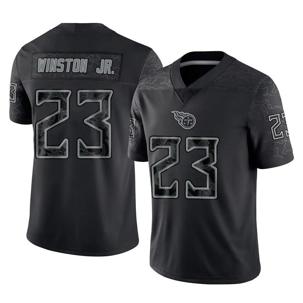 Kdoa T.Titans #23 Kevin Winston Jr. Player Black Limited Reflective Home Game Stitched Jerseys