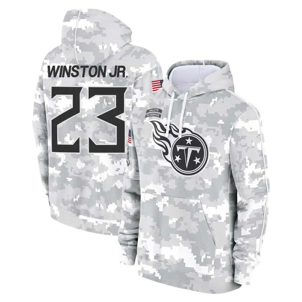 Kdoa T.Titans #23 Kevin Winston Jr. Player Camo Arctic Salute to Service Pullover Hoodies Home Game Stitched Jerseys