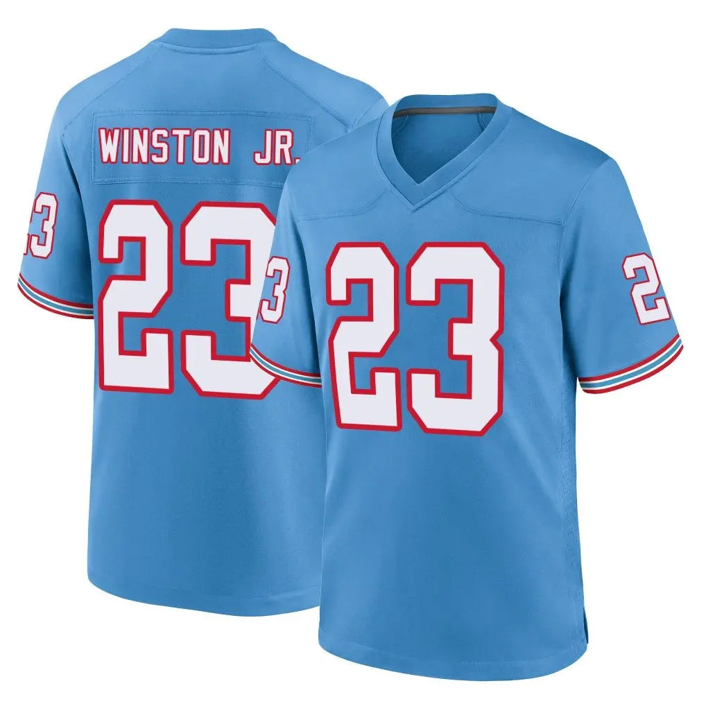 Kdoa T.Titans #23 Kevin Winston Jr. Player Light Blue Oilers Throwback Home Game Stitched Jerseys