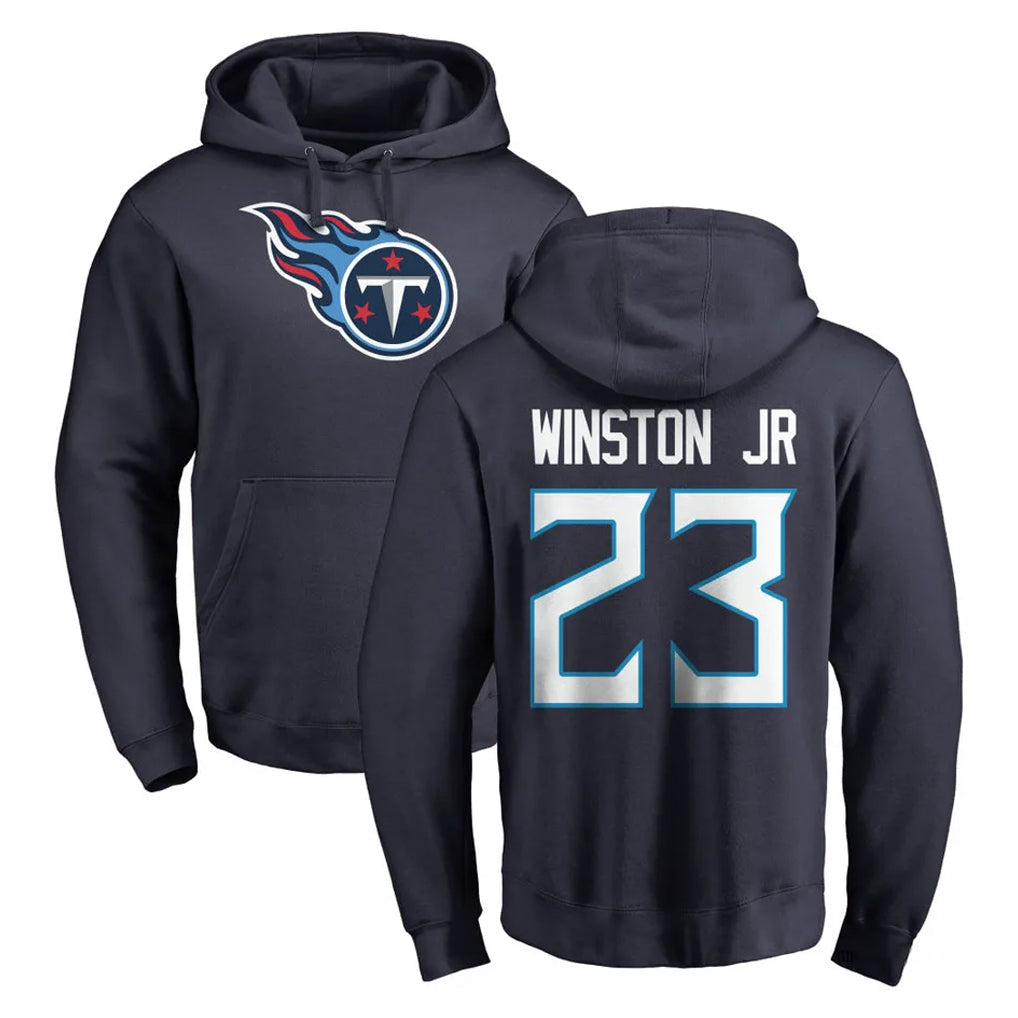 Kdoa T.Titans #23 Kevin Winston Jr. Player Navy Logo Pullover Hoodies Home Game Stitched Jerseys