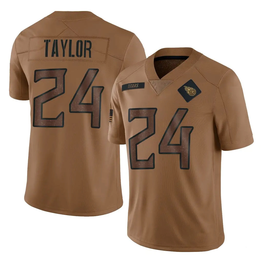 Kdoa T.Titans #24 Alontae Taylor Player Brown Limited Salute to Service Home Game Stitched Jerseys