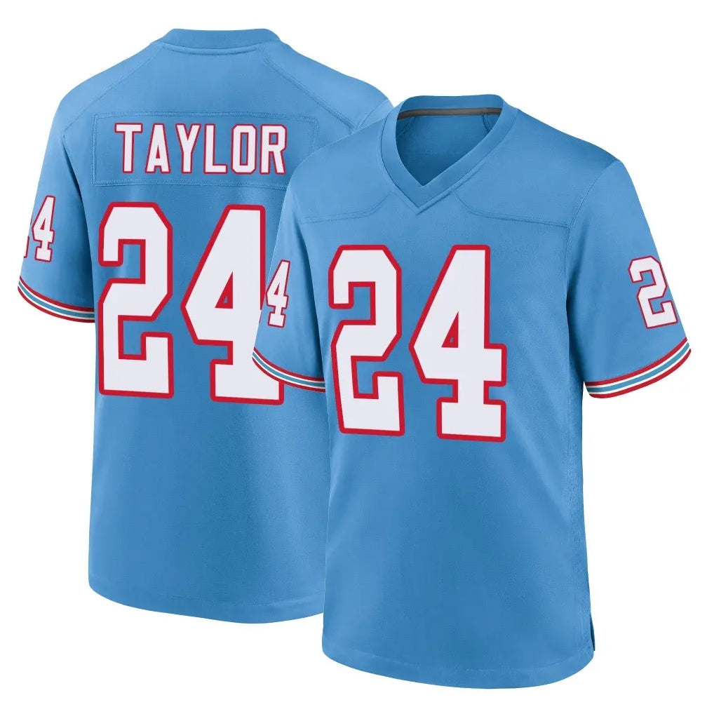 Kdoa T.Titans #24 Alontae Taylor Player Light Blue Oilers Throwback Home Game Stitched Jerseys