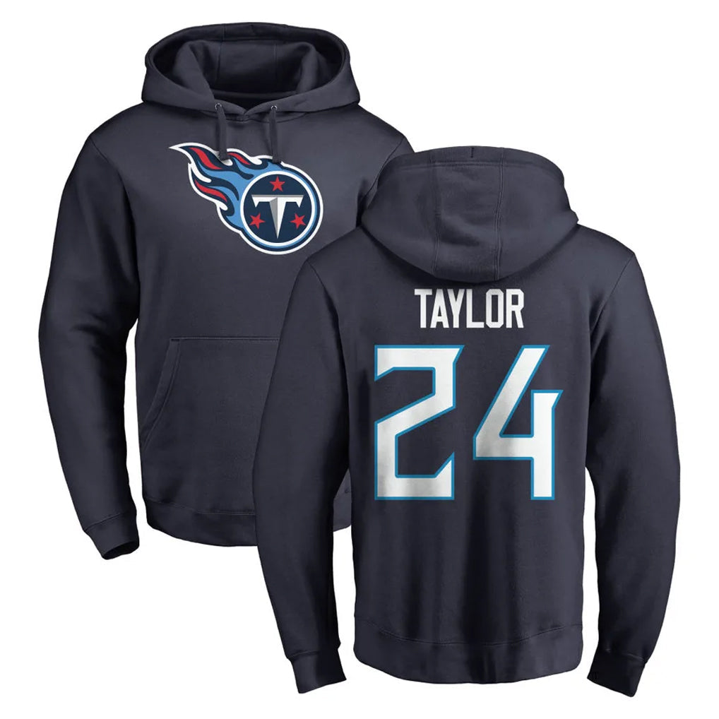 Kdoa T.Titans #24 Alontae Taylor Player Navy Logo Pullover Hoodies Home Game Stitched Jerseys