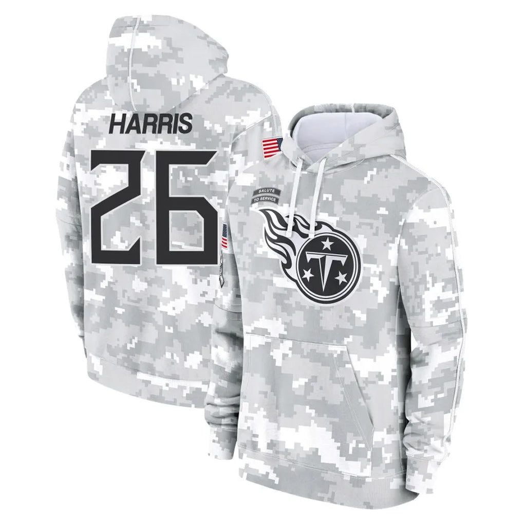 Kdoa T.Titans #26 Marcus Harris Player Camo Arctic Salute to Service Pullover Hoodies Home Game Stitched Jerseys