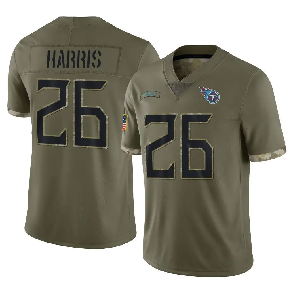 Kdoa T.Titans #26 Marcus Harris Player Olive Limited Salute to Service Home Game Stitched Jerseys