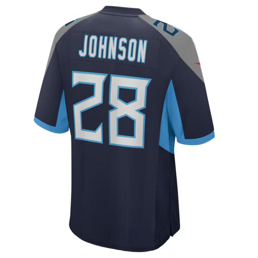Kdoa T.Titans #28 Chris Johnson Navy Retired Player Game Jersey American Stitched Football Jersey