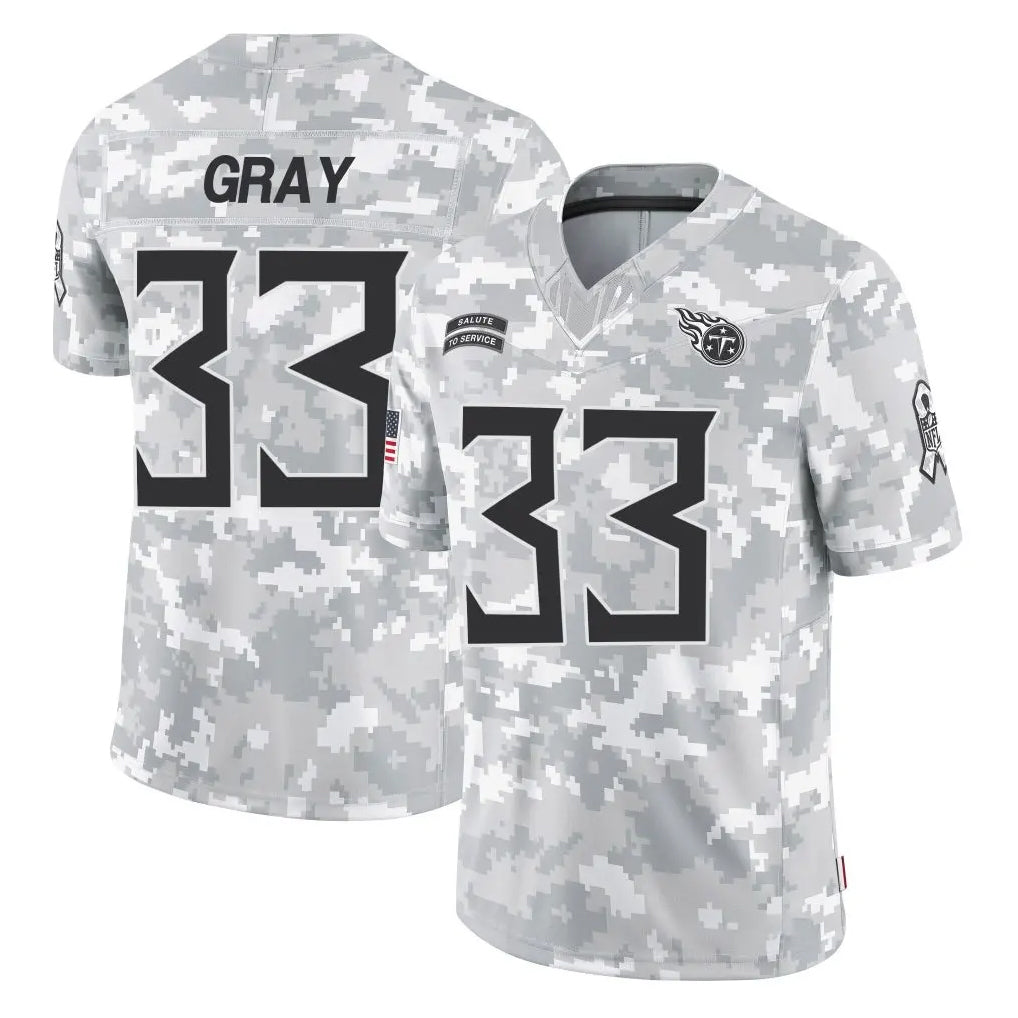 Kdoa T.Titans #33 Cedric Gray Player Arctic Camo Limited Salute to Service Home Game Stitched Jerseys
